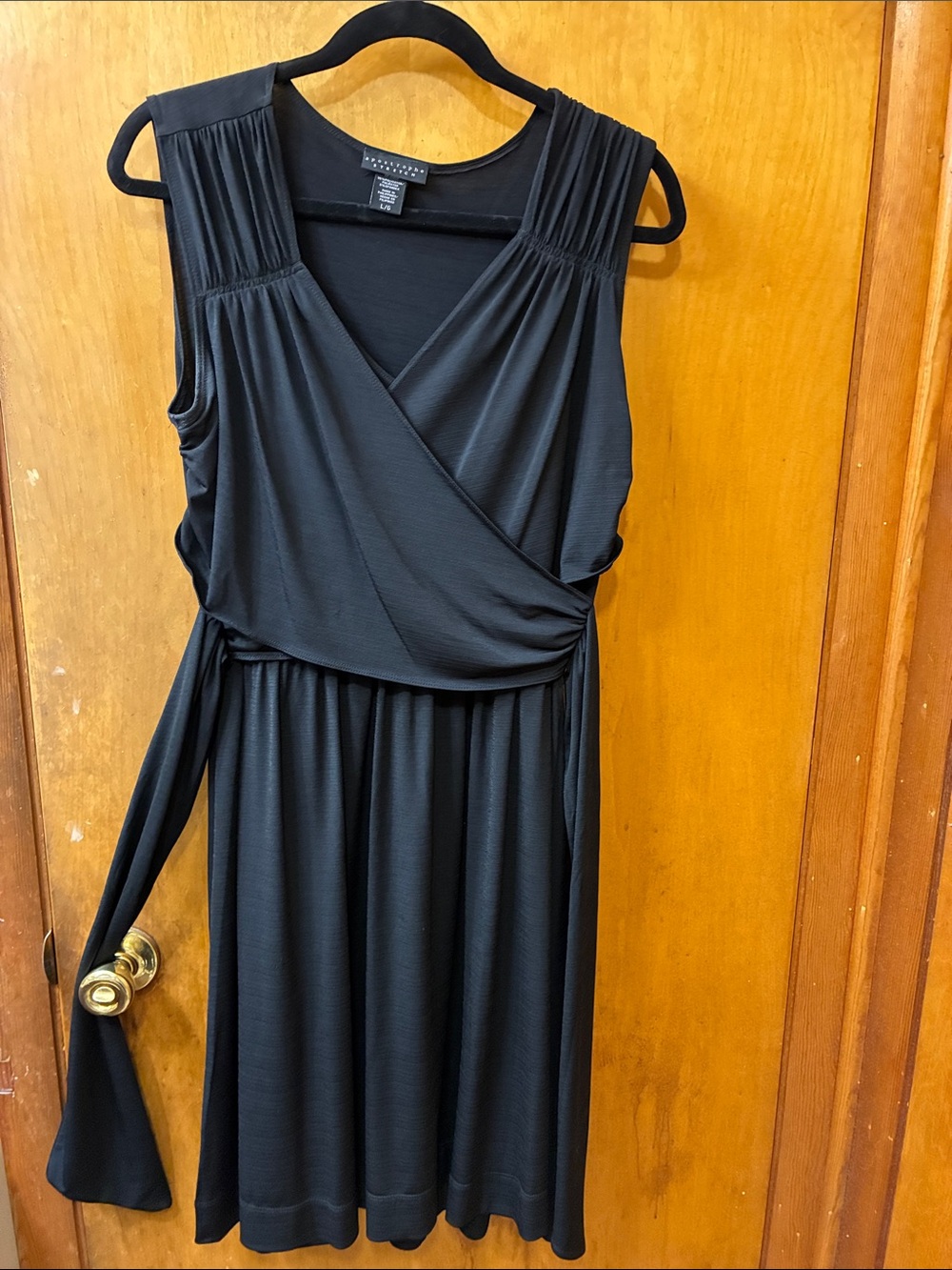 Coldwater Creek Black Sleeveless Wrap Dress with Tie Waist